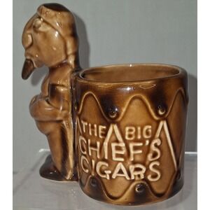 Vtg Big Chiefs Cigars Japan Holder Pens Paint Brushes Pottery